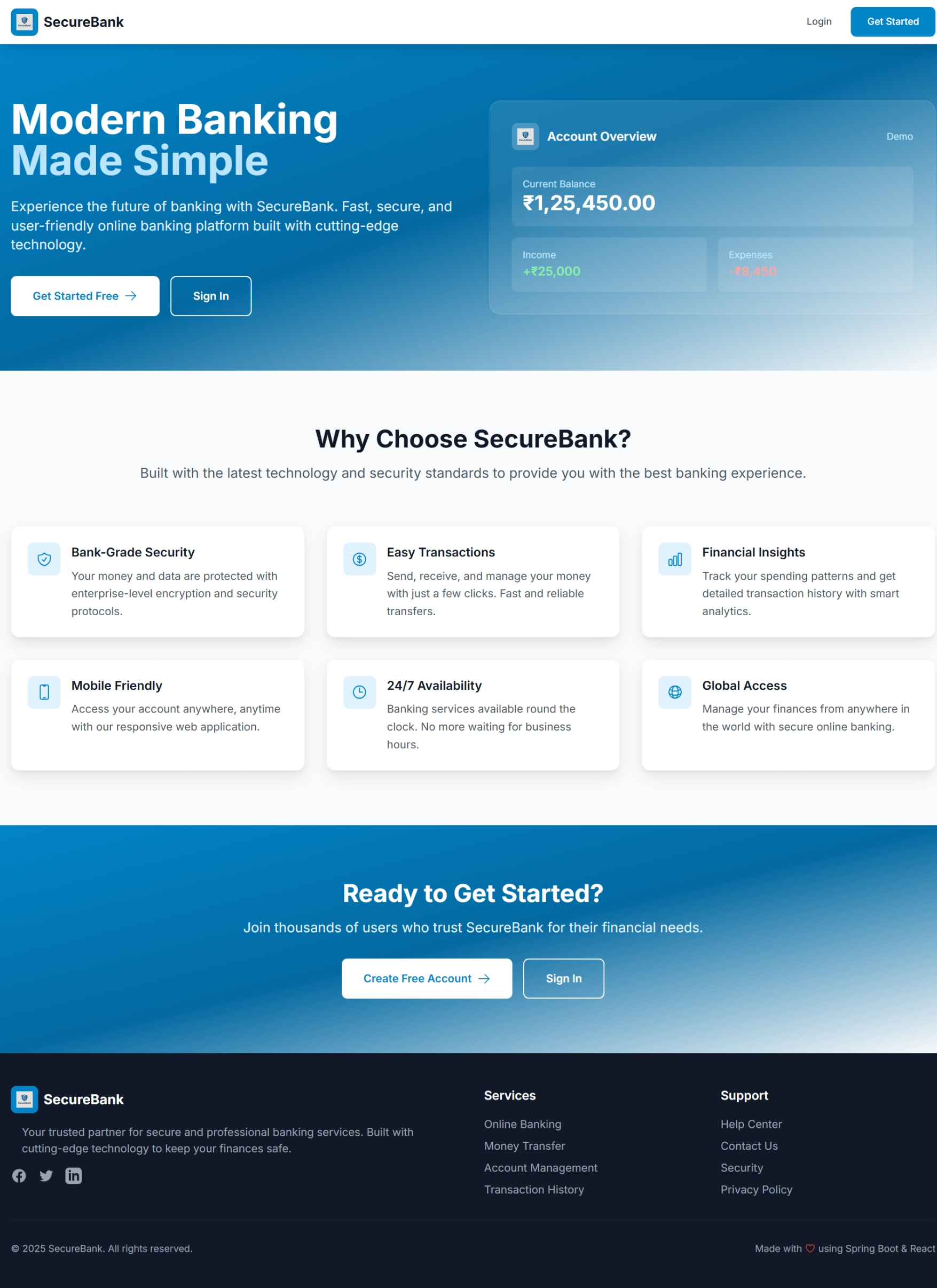 SecureBank Dashboard